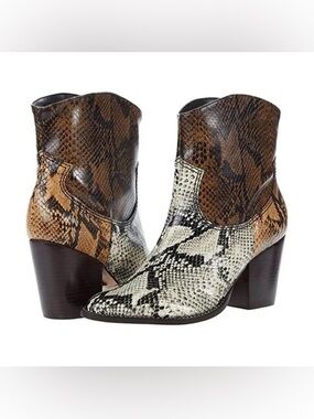 Schutz Haven Snake-Print Ankle Boots